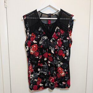 Daniel Rainn Medium Sleeveless Floral body with black sheer inserts